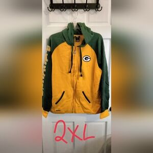 Green Bay Packers Reebok Green and Gold Zip-Up Hoodie
